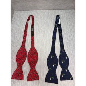 Harrods Over & Under Self Tie Bow Tie Lot of 2 Silk Mens